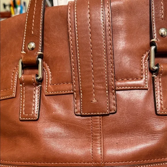 Vintage Coach collectible Brown Leather Handbag with Buckle - Picture 7 of 8